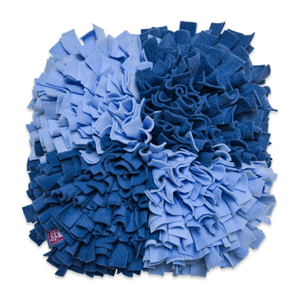 Schnüffelteppich Größe S Quadrate hellblau/rauchblau